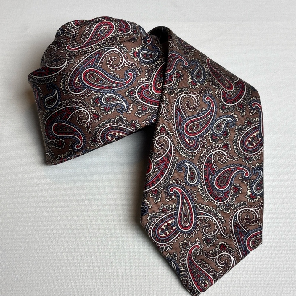 Vintage LIBERTY Of London Tie Paisley Silk Neck Tie‎ Red White Blue USA Made
